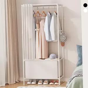 이동식 행거 조립식 기둥형 공간활용 드레스 룸 행거 다용도 수납 철제 선반형 정리대 옷장 소형 간이 신발