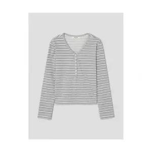 매장정품 에잇세컨즈 8SECONDS 헨리넥 긴팔 저지탑 (스트라이프) 그레이 356341SM53 680568