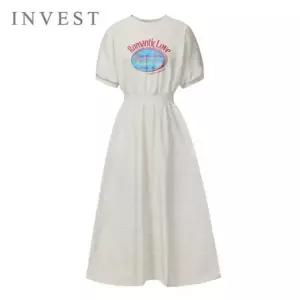 [인베스트] 내추럴 레터링 나염 원피스_IN6M1OP3520