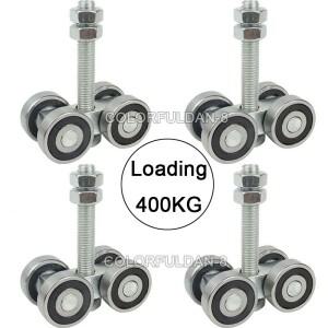 4개 중량 슬라이딩 도어 롤러 산업용 행잉 레일 휠 풀리 400KG 하중