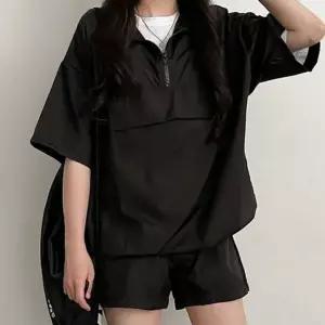 여성 반팔 트레이닝 상하복 상하의 아노락 반바지 폴리에스테르