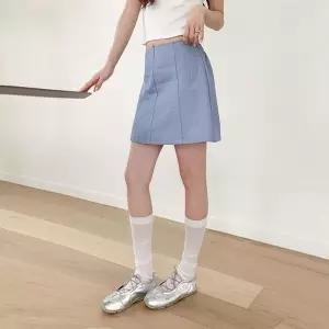 [하프클럽/셀러허브_여성트랜드패션]여자 면혼방 핀 스트라이프 미니 스커