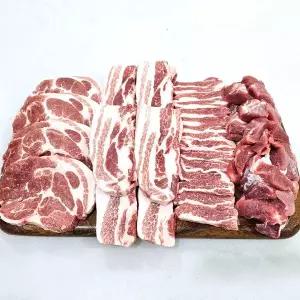 [신세계라이브쇼핑][청년미트] 1등급이상 한돈 모듬한판 1.2Kg / 삼겹+목살+가브리+뒷고기 (구이용)