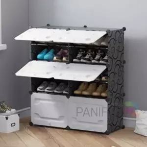 ( )DIY신발장 85x96cm 그레이 도어신발장 신발정리함 신발정리대3단 좁은현관신발장 신발수납장