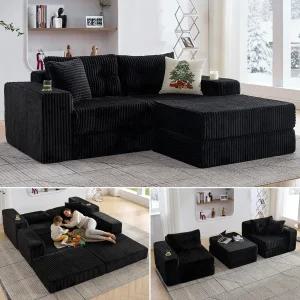 타이보틀 모듈형 클라우드 러브시트 깊은 좌석이 있는 모던 코듀로이 뼈 없는 단면 폼 소파 거실용