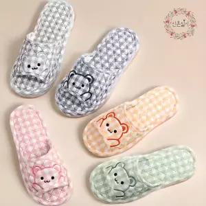 신혼일기 귀여운 아기곰 3중 쿠션 층간소음방지 쿠션 면 거실화 거실 실내화 어린이집 실내 슬리퍼