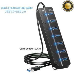 USB 3.0 허브 멀티 분배기 100cm 긴 케이블 컴퓨터 노트북 PC 액세서리 용 다중 확장기 Usb 어댑터