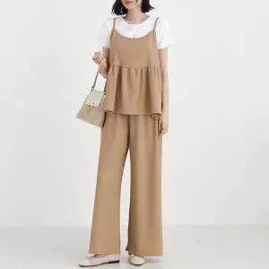 탸이 링클 셔링 뷔스티에 + 와이드 팬츠 세트_BDOP351