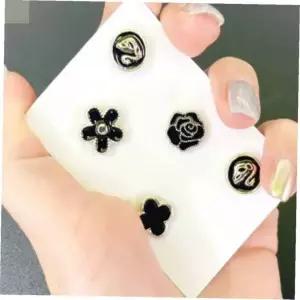 단추 브로치 블랙 믹스 5종 세트 미니브로치 자석브로치 옷핀브로치