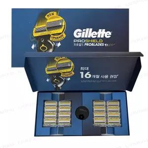 질레트 2024 프로쉴드 옐로우 면도날 16개 + 면도기 스탠드 1개