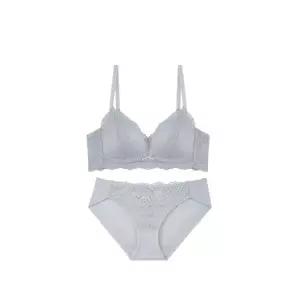 SEXY COOKIE 노와이어 레이스 브라렛 팬티 세트_그레이 2077631