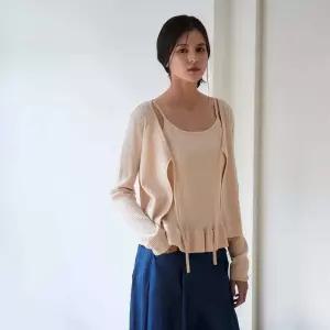 매장정품 PLASTIC ISLAND 플라스틱 아일랜드 [PLA by][SET] 나시탑 밑단프릴 니트가디건 PS7OK304 PS7OK304