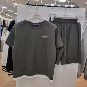 소이 HC22 벤츄리 레이어드 5부 셋업 남아 여름용 카키 박스핏 허리끈 스판 5부 상하