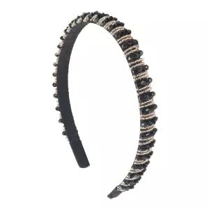 나탈리 밀스 그레이스 블랙 골드 헤드밴드 여성용 글래머러스 최고의 트렌드 헤어 액세서리 라인스톤 펄