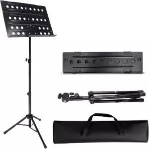 임베스티 프로페셔널 휴대용 악보 스탠드 - 튼튼한 금속 접이식 조절 가능한 홀더 가방 피아노 기타