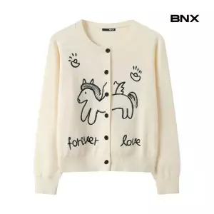 택가 69,000원 [BNX]드로잉 유니콘 자수 니트 가디건 (BY1CD007L0)