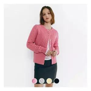 [지오다노/본사] 355504 여 5gg 꽈배기 라운드넥 버튼 가디건