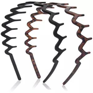 여성 남성용 드레유 지그재그 머리띠 논슬립 플라스틱 웨이브 이빨 빗 클래식 90년대 헤어 액세서리 2개