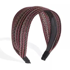 여성용 VOCOSTE 와이드 헤드밴드 - 미끄럼 방지 치아가 있는 엑스트라 보헤미아 두꺼운 빨간색