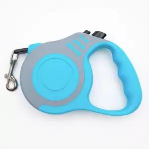 작은 강아지를 위한 접이식 개 목줄 경량 10/16피트 미끄럼 방지 손잡이 포함 그레이 블루 10피트