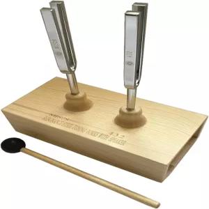 치유를 위한 미미라클 공명 튜닝 포크 - 432Hz 파인 우드 스피커 및 고무 망치 스파 아로마테라피 명상