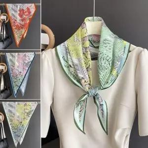 꽃무늬 실크 스카프링 자석 미니 스카프 연출 활용 쁘띠 장식 목걸이