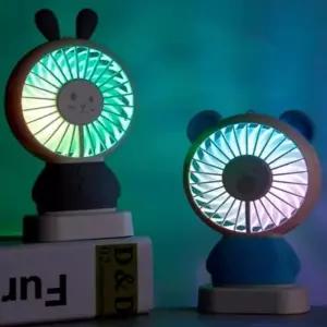 핸드 얇고 손풍기 핸디형 앙증맞은 미니선풍기 휴대용 LED 목걸이줄