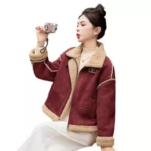 여성패션 모피 코트 스웨이드 털 일체형 램스울 추동 도톰하고 기모 빈티지 숏 DL4