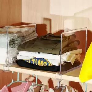 고급 투명 아크릴 선반정리 공간분리 클립형 가림막 파티션 2개 세트