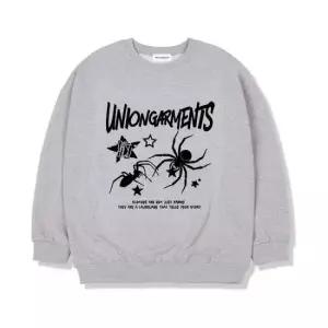 스파이더 SPYDER UNION GARMENTS 스타스파이더 기모안감 오버핏 맨투맨 티셔츠 그레이 65123GAM12-1 467301