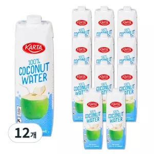 카르타 100% 천연 코코넛 워터 1L, 12개
