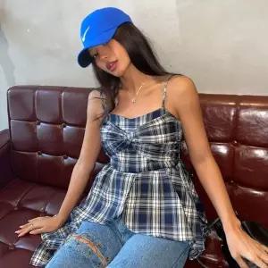 여성 언발 체크 뷔스티에 나시 블라우스 -WSL0043- 여름