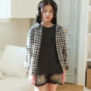 체크 셔츠 키즈 주니어 여름 남방