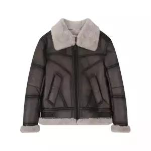 BUCKAROO 빈티지 스웨이드 하이넥 무스탕 차콜 그레이