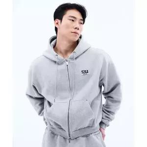 MIHAK 메탈 플레이트 기모 후디 집업 (GRAY)