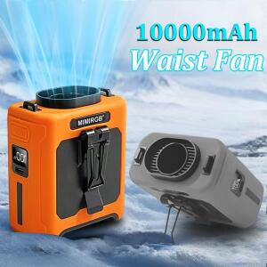 10000mAh 충전식 허리 클립 팬, LED 손전등이 있는 휴대용 목 야외 캠핑 여행을 위한  40시간 냉각 기능