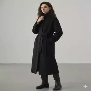 drawfitwomen 래빗 앙고라 울 하이넥 핸드메이드 롱 코트 BLACK