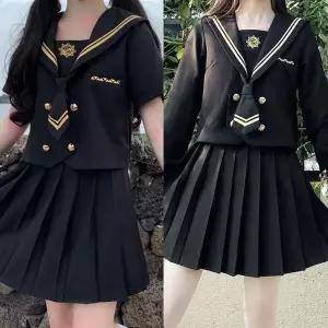 교복몰 (반팔or긴팔)블랙 골드라인 세라복 세트 ucR7+5Iqj