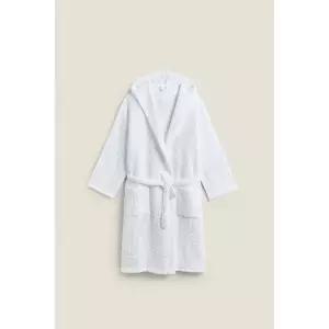 ZARA 자라 와플 텍스처 코튼 샤워 가운 - 화이트 122737