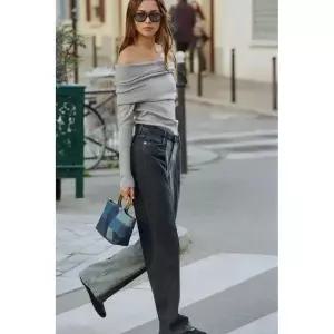 ZARA 자라 오프숄더 니트 스웨터 - 그레이 120991