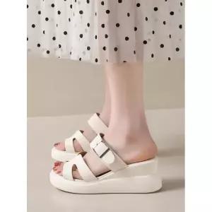 니나스파리 7cm 버클라인 웨지통굽 슬리퍼