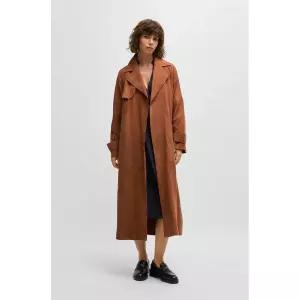 BOSS 브랜드관 [30프로 할인][SP25] 레귤러핏 페인트 엣지 누벅 가죽 코트 다크 오렌지(50534652808)