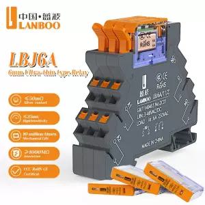 LANBOO J6A 고주파 초박형 DIN 레일 장착 릴레이 LED 표시등 포함 1NO1NC DC12V/DC24V