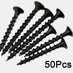 50pcs 검정색 고강도 M3.5 두꺼운 건식 벽 못 크로스 카운터 싱크 석고 보드 강철 목공 셀프 태핑 나사