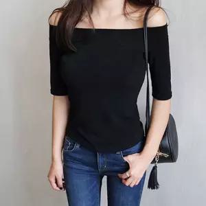 여자 오프숄더 슬림 티셔츠 연말룩 파티룩 바디프로필 iUv8+6mJp