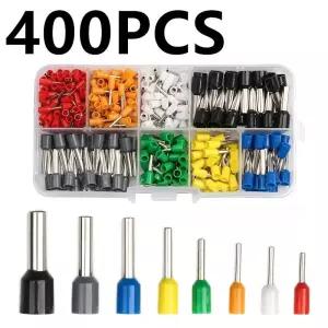 400pcs 박스형 압착 단자 전기 튜브 슈트 VE 관형 블록 코드 엔드 커넥터 케이블 와이어