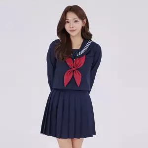 교복몰 화이트 세줄라인 네이비 세라복 세트(긴팔) KKH6+4hhq