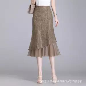 스커트 롱 망사 오피스룩 여친 머메이드 가방 봄여름 프린트 하객 힙 admr1