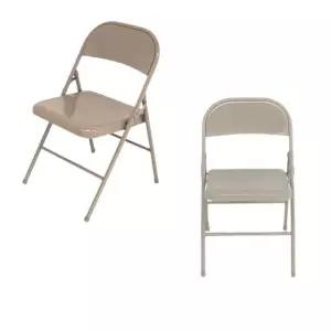 접이식 철제 사각 의자-베이지 1p 인테리어 폴딩체어 폴딩체어 접이식의자