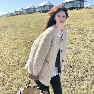 엘럽 여자 하프 원단 모피 코트 일체형 박템1